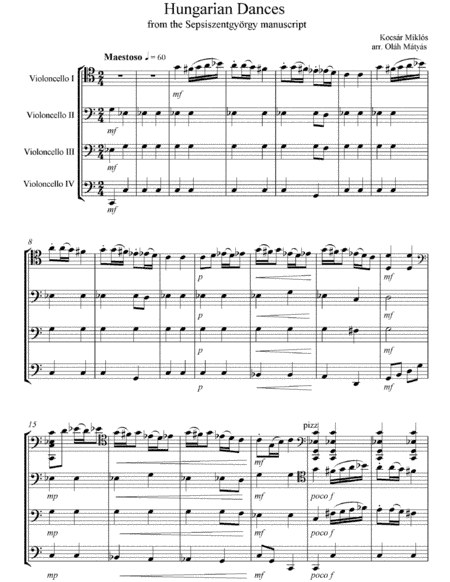 Hungarian Dances from the Sepsiszentgyörgy Manuscript (arr. Matyas Olah)