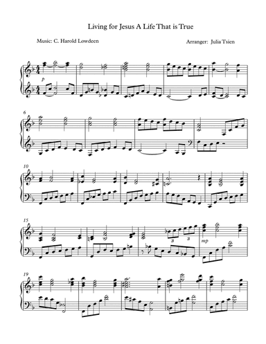 Living for Jesus (arr. julia tsien)