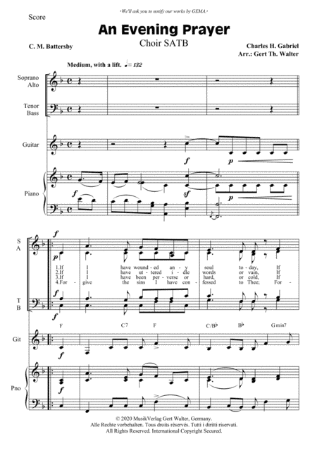 An Evening Prayer (arr. Gert Th. Walter)