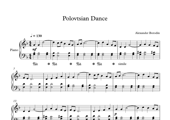 Polovtsian Dance - Alexander Borodin (Piano) (arr. Digital Book Music)