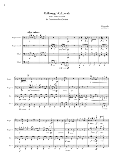 Golliwogg's Cakewalk from Children's Corner for Euphonium Tuba Quartet (arr. Shinya Ishida)