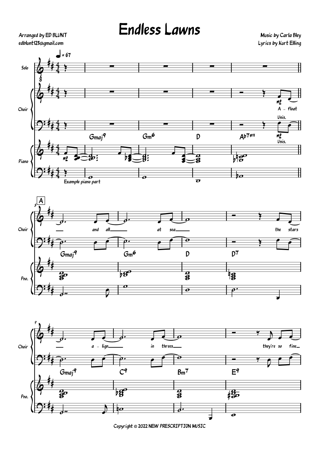 Endless Lawns (arr. Ed Blunt)