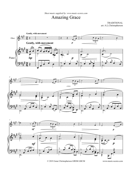 Amazing Grace - Oboe and Piano (arr. Anne Christopherson GRSM ARCM)