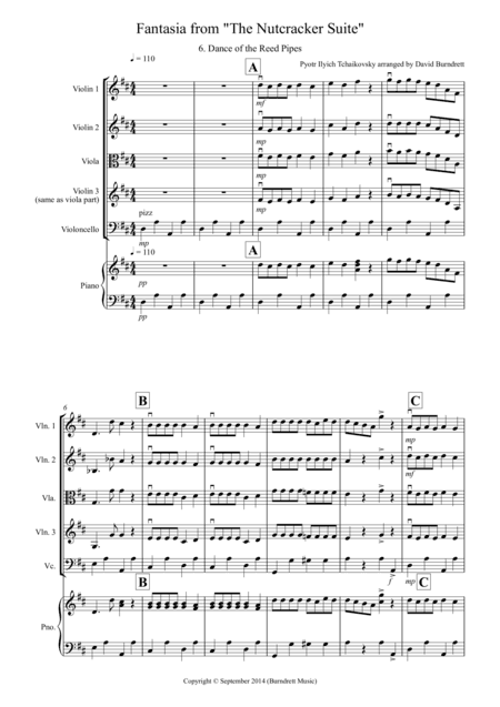 Dance of the Reed Pipes (Fantasia from Nutcracker) for String Quartet (arr. David Burndrett)