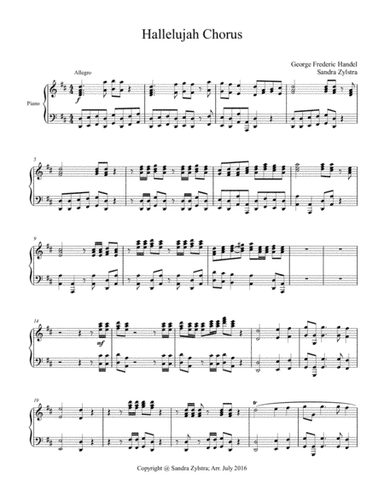 Hallelujah Chorus (piano part only) (arr. sandra dee zylstra)