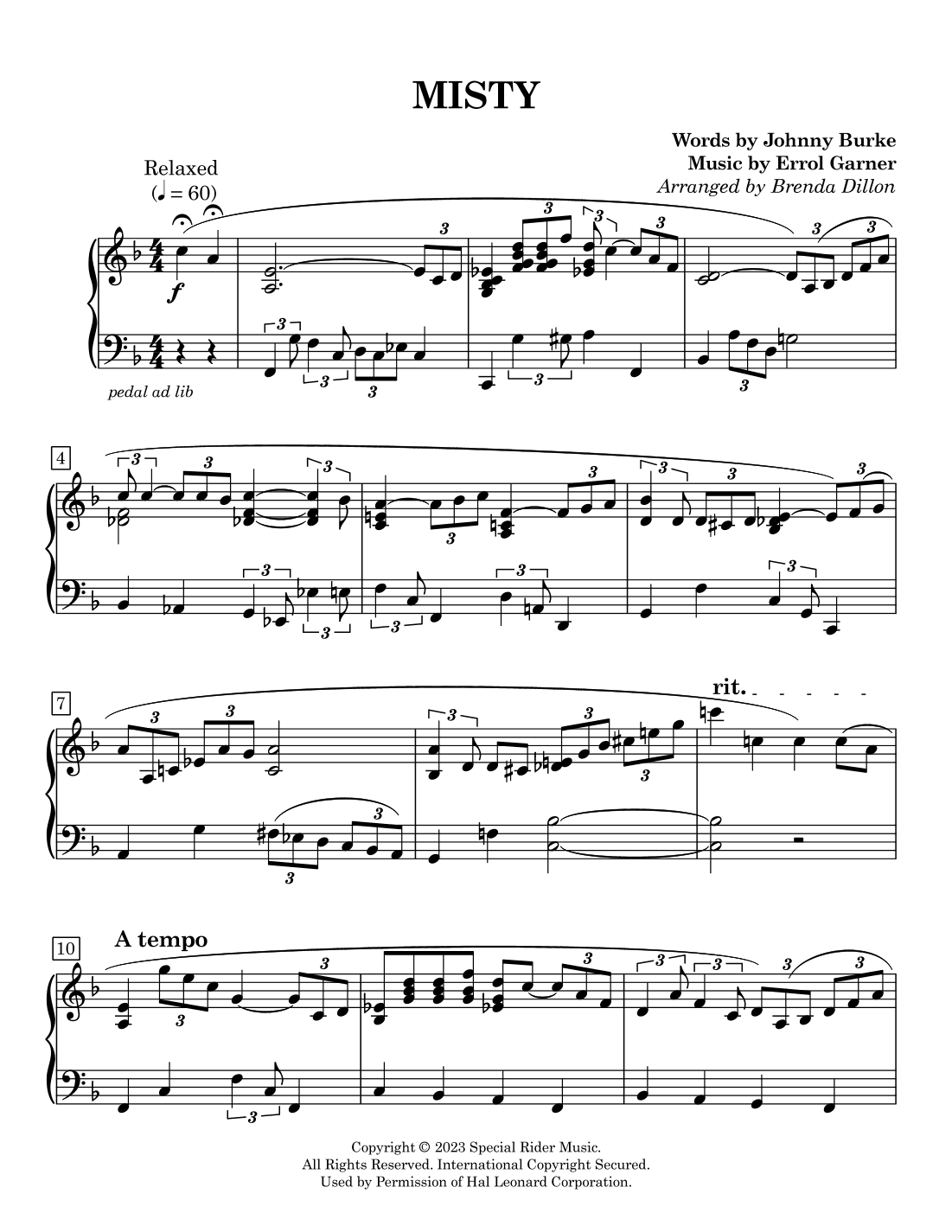 Misty (arr. Brenda Dillon)
