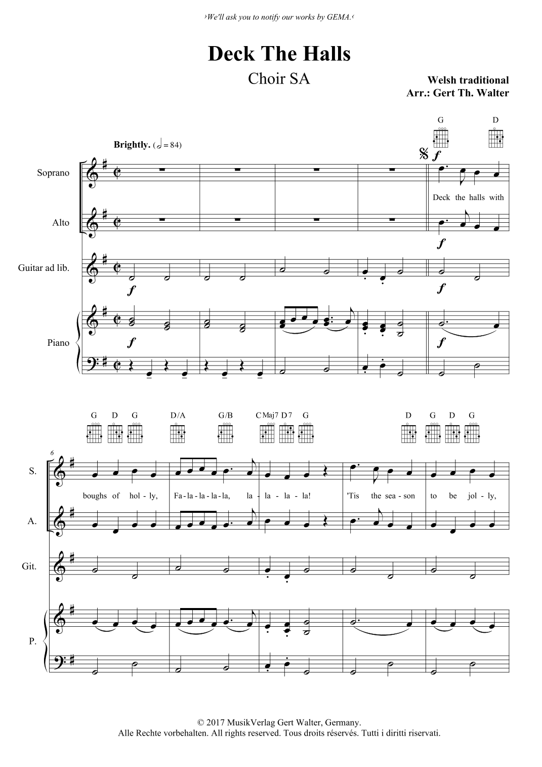 Deck The Halls (arr. Gert Th. Walter)