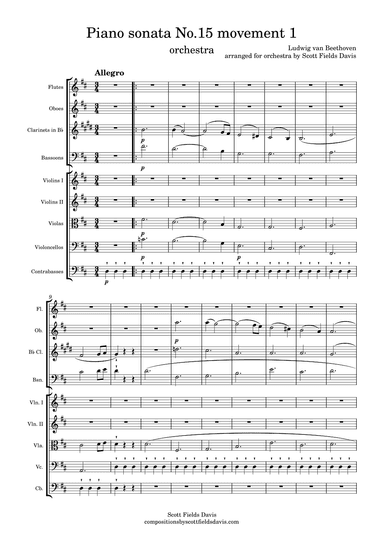 Beethoven, piano sonata No.15 movement 1 arranged for orchestra (arr. Scott Fields Davis)