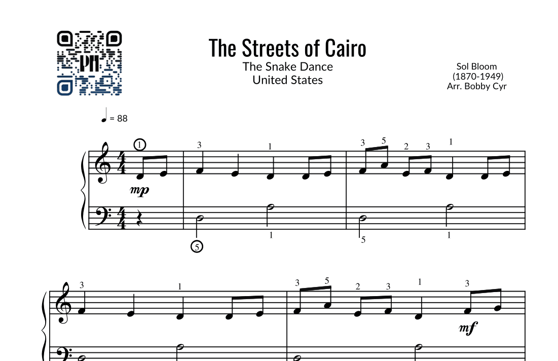 The Streets of Cairo | The Snake Dance (Easy Piano) (arr. Bobby Cyr - Piano Notion)