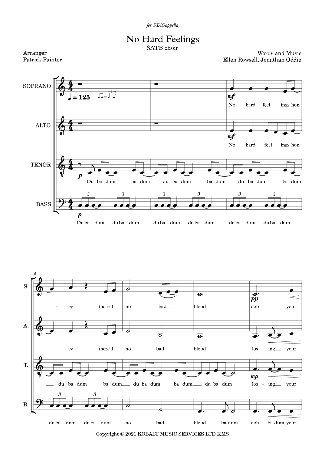 No Hard Feelings (arr. Patrick Painter)