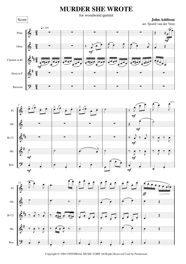 Murder, She Wrote (arr. Sjoerd van der Veen)