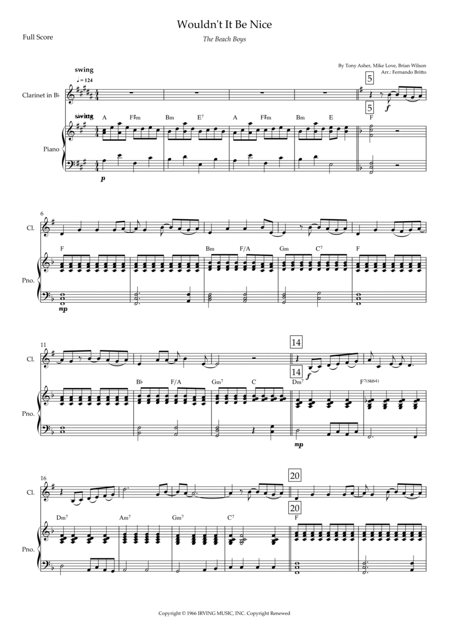 Wouldn't It Be Nice (arr. Fernando Britto)