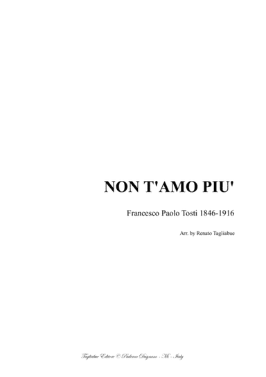 NON T'AMO PIU'  - F.P. Tosti - For Soprano, ATB Choir and Piano (arr. Renato Tagliabue)