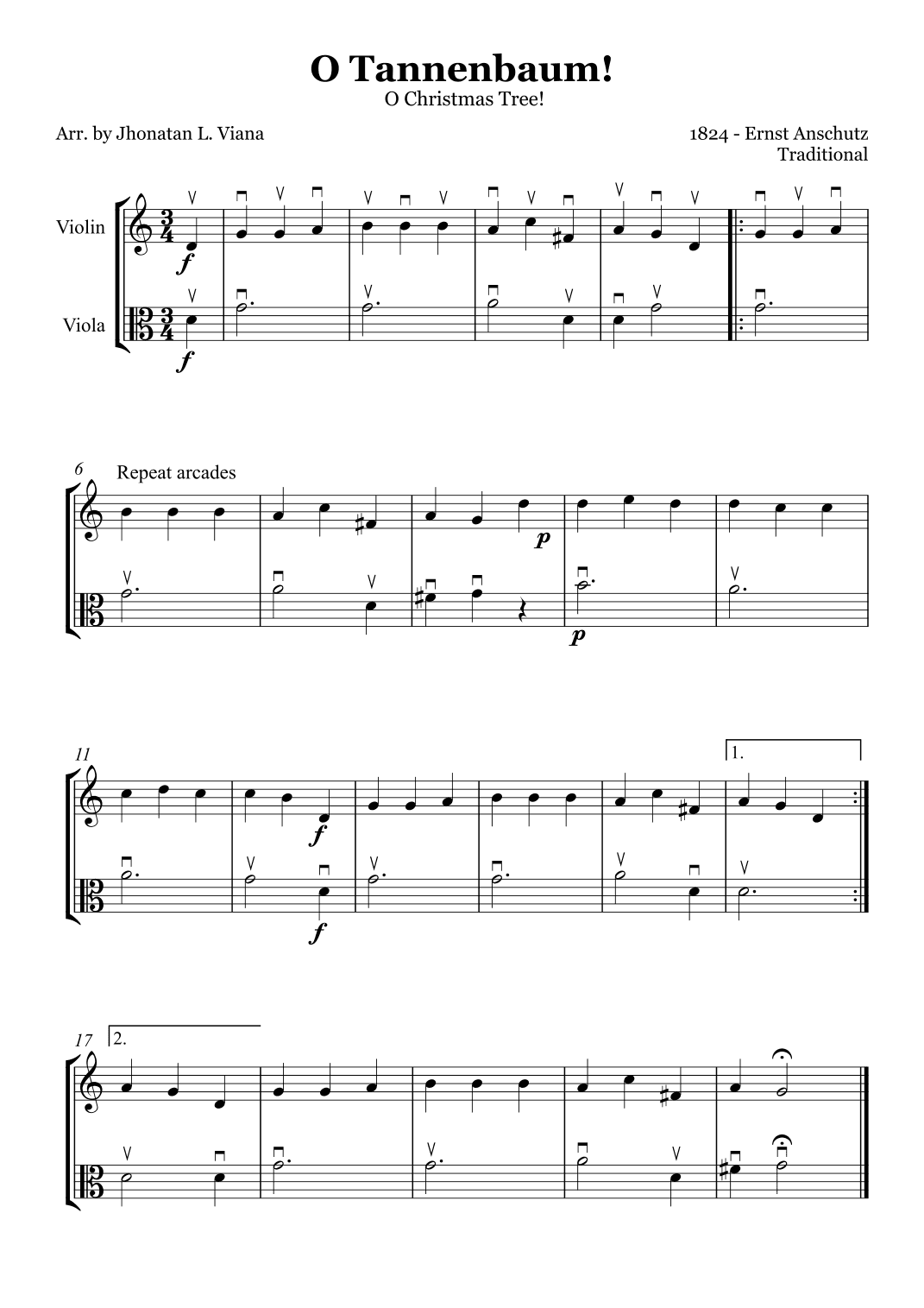 Oh! Tannenbaum! (Oh! Christmas Tree!) (arr. Jhonatan Lucio Viana)