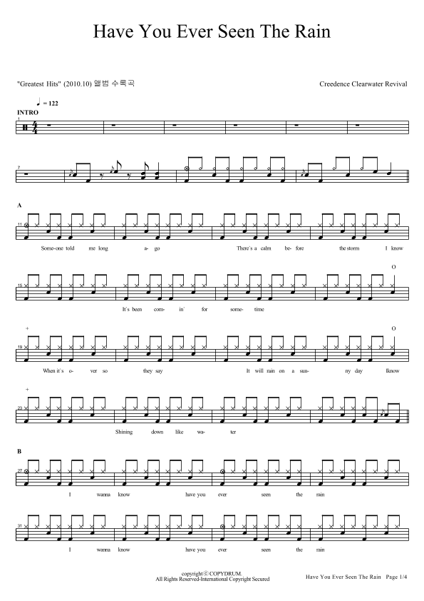 Have You Ever Seen The Rain? (arr. COPYDRUM)
