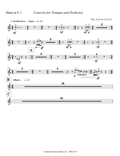 Concerto for Trumpet and Orchestra (2011) Horn in F part 1