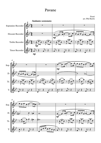 Pavane - Recorder Quartet (arr. Phil Rawle)