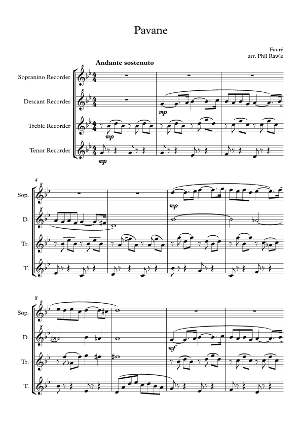 Pavane - Recorder Quartet (arr. Phil Rawle)