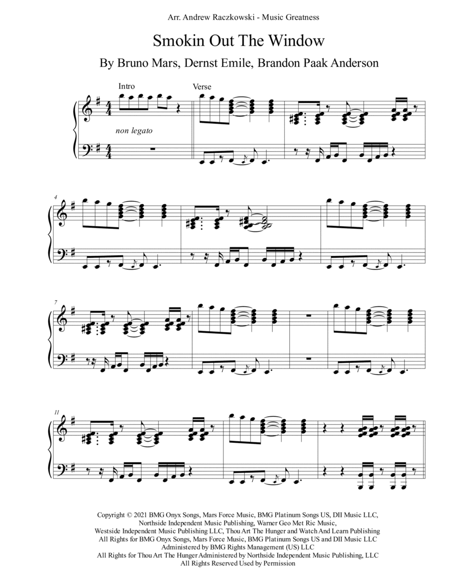 Smokin' Out The Window (arr. Music Greatness)