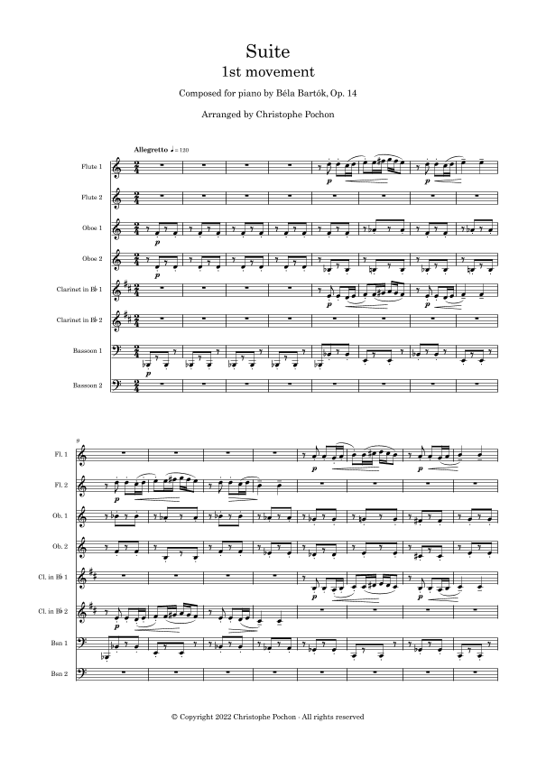 Suite - Op. 14 - 1st movement - Woodwind Ensemble (arr. Christophe Pochon)