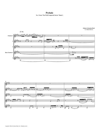 Prelude 01 from Well-Tempered Clavier, Book 2 (Clarinet Quintet) (arr. Richard Byrnes)