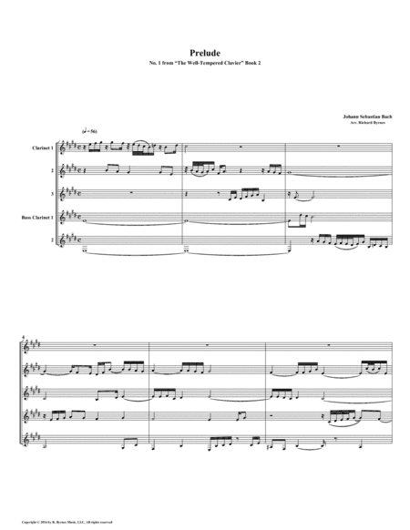 Prelude 01 from Well-Tempered Clavier, Book 2 (Clarinet Quintet) (arr. Richard Byrnes)