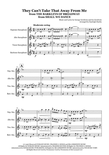 They Can't Take That Away From Me  from THE BARKLEYS OF BROADWAY  from SHALL WE DANCE (arr. Kayleigh Huelin)