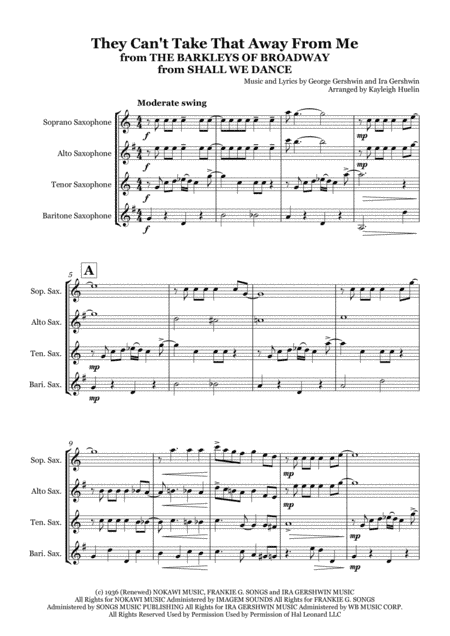 They Can't Take That Away From Me  from THE BARKLEYS OF BROADWAY  from SHALL WE DANCE (arr. Kayleigh Huelin)