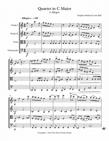 String Quartet in C Major Score