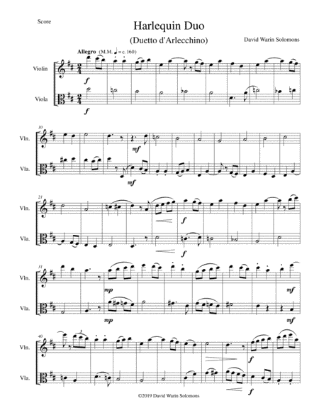 Harlequin Duo (Duetto d'Arlecchino) for violin and viola