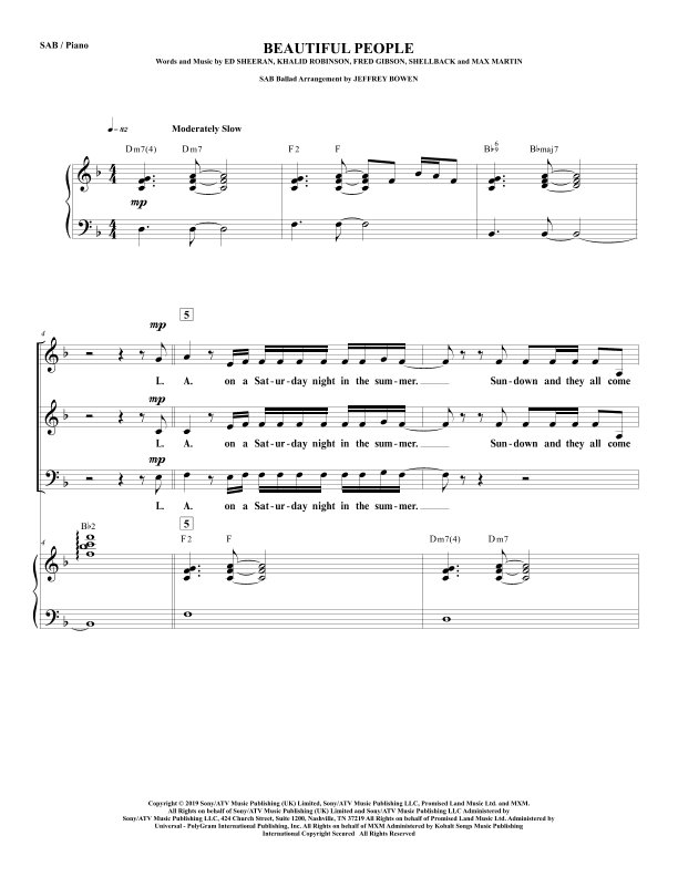Beautiful People (arr. Jeffrey Bowen)