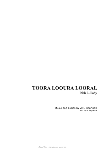 TOORA LOOURA LOORAL - Irisch Lullaby -  J.R. Shannon (arr. Renato Tagliabue)