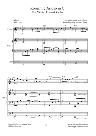 Romantic Arioso in G - Violin, Piano & Cello (Romantic Version) (arr. Miranda Wong)