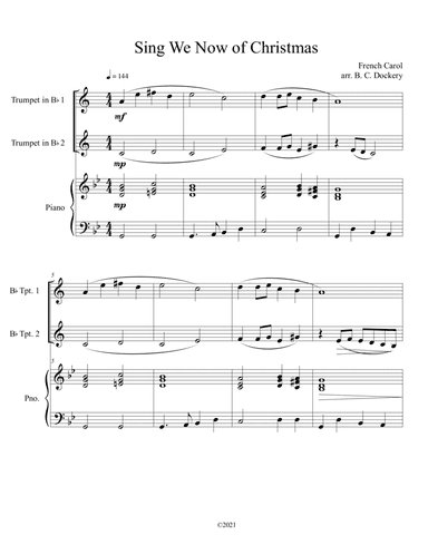 Sing We Now of Christmas (Trumpet Duet with Piano Accompaniment) (arr. B. C. Dockery)