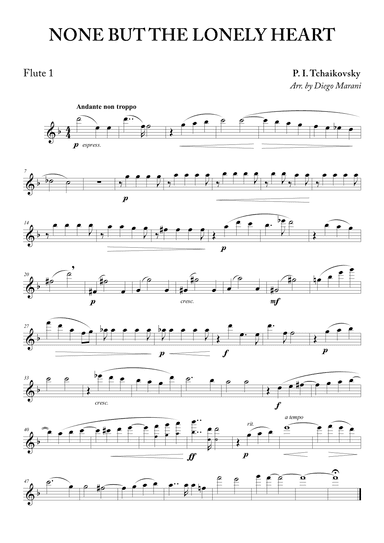 None but the Lonely Heart for Flute Quartet (arr. Diego Marani)