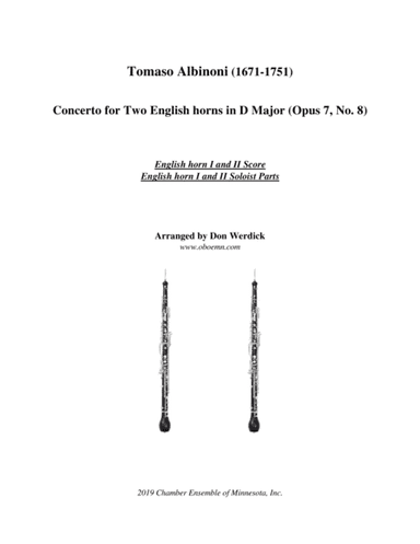Concerto for Two English horns in D Major, Op. 7 No. 8 (arr. Don Werdick (1946 - ))