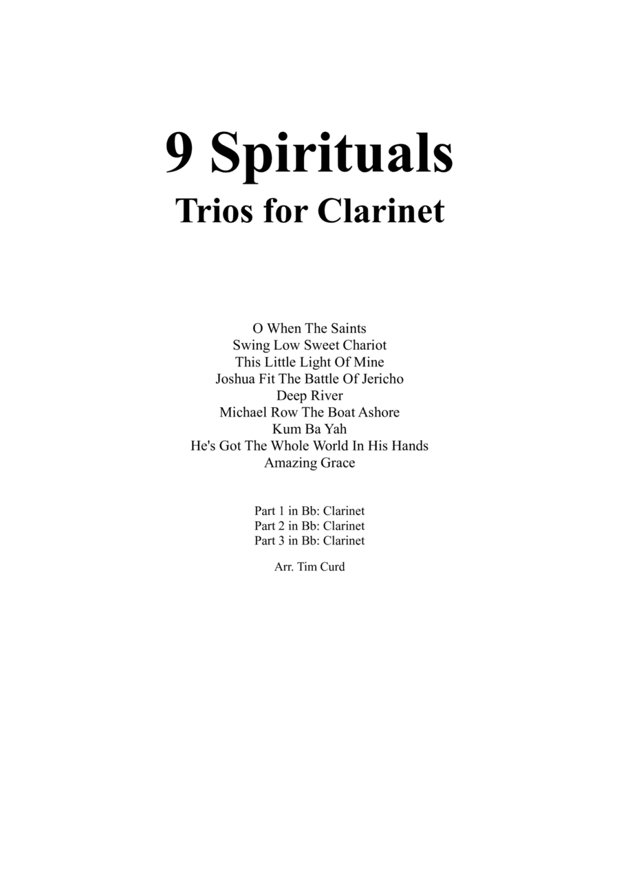 9 Spirituals, Trios For Clarinet (arr. Curd.)