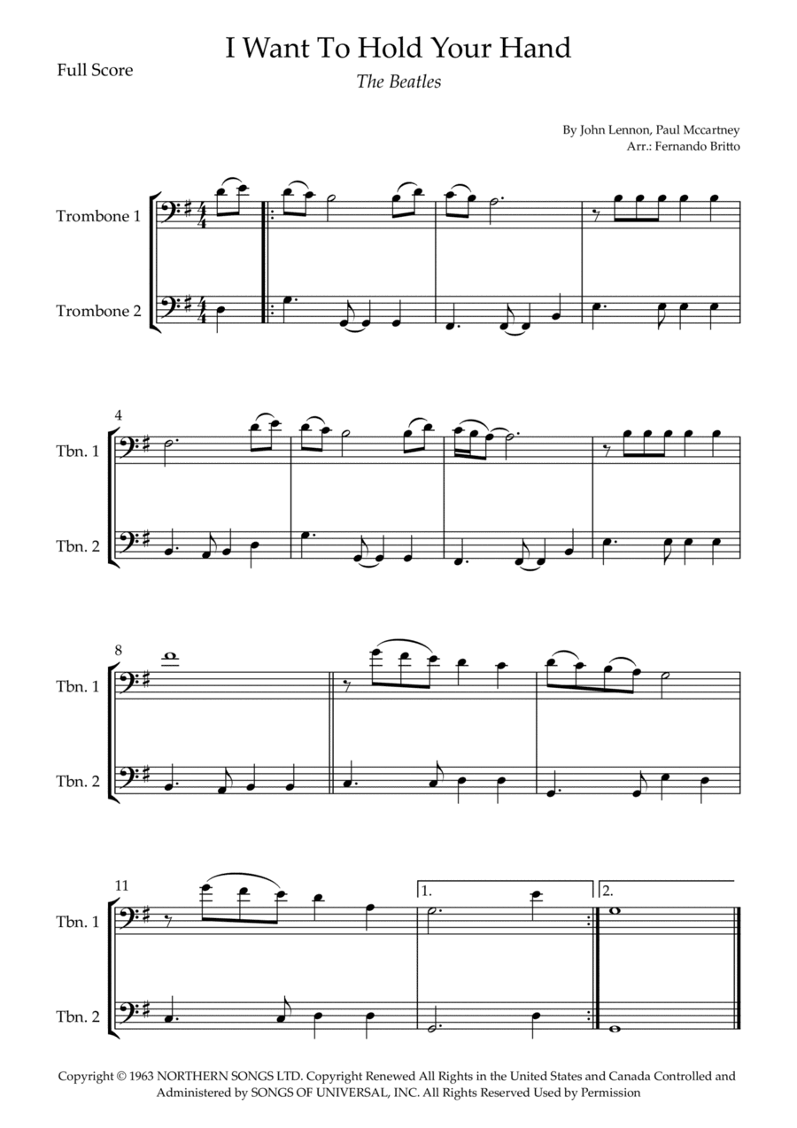 I Want To Hold Your Hand (arr. Fernando Britto)