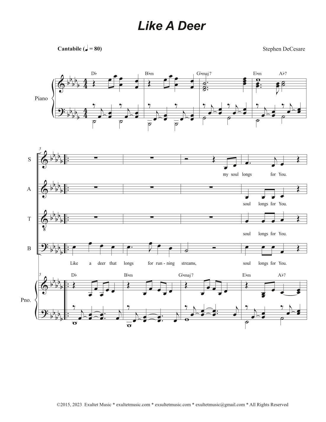 Like A Deer (Vocal Quartet - (SATB)