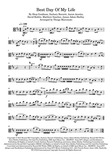 Best Day Of My Life (arr. Thiago Marconato)