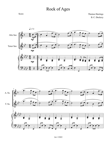 Rock of Ages (Alto and Tenor Sax Duet with Piano Accompaniment) (arr. B. C. Dockery)