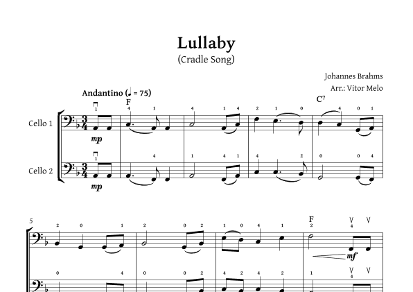 Brahms Lullaby - Cello duet (arr. Vitor Melo)