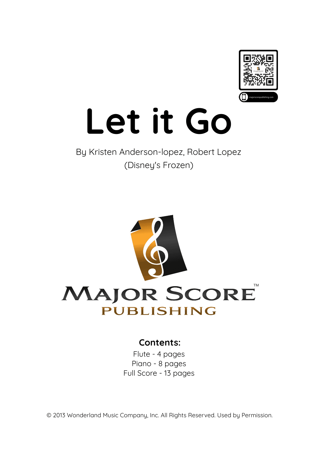 Let It Go (arr. MAJOR SCORE PUBLISHING TM.)