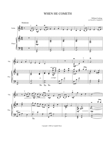 When He Cometh (Violin and Piano Duet) (arr. Russell K. Campbell II)