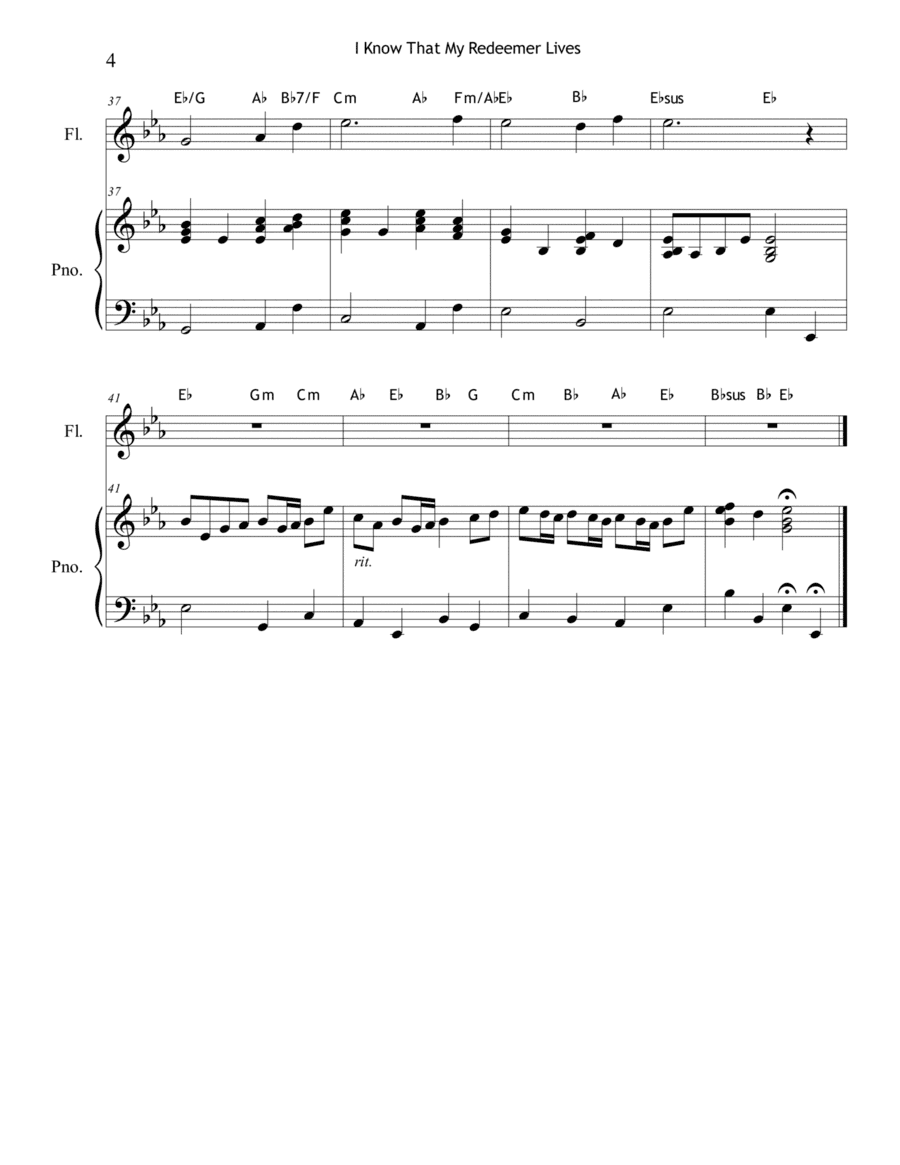 I Know That My Redeemer Lives (Flute & Piano) (arr. Carol Troutman Wiggins)
