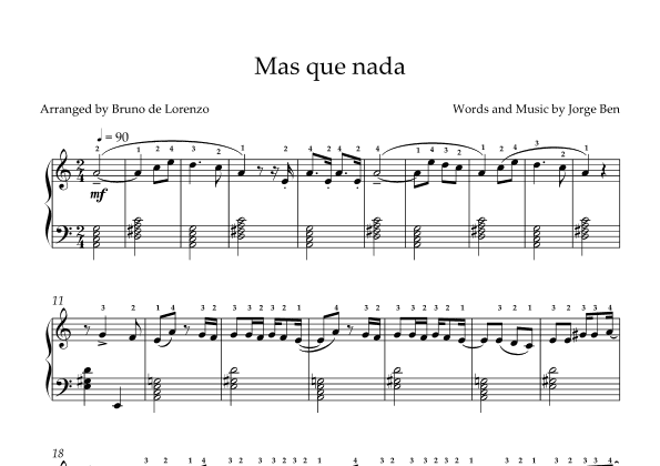 Mas Que Nada (arr. Bruno de Lorenzo)