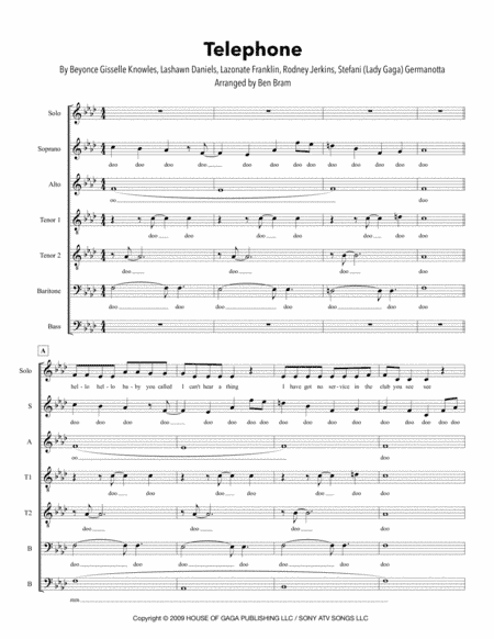 Telephone (feat. Beyonce) (arr. Ben Bram)