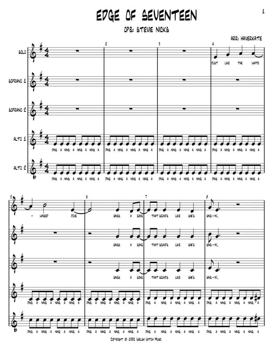 Edge Of Seventeen (arr. Brian Haverkate)