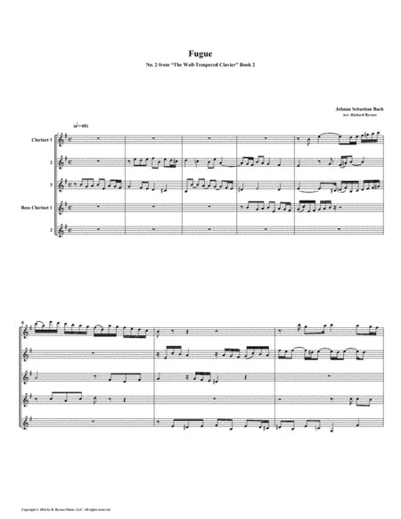 Fugue 02 from Well-Tempered Clavier, Book 2 (Clarinet Quintet) (arr. Richard Byrnes)