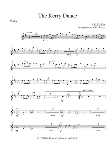 Kerry Dance (String Orchestra) Violin I part (arr. Nick Raspa)